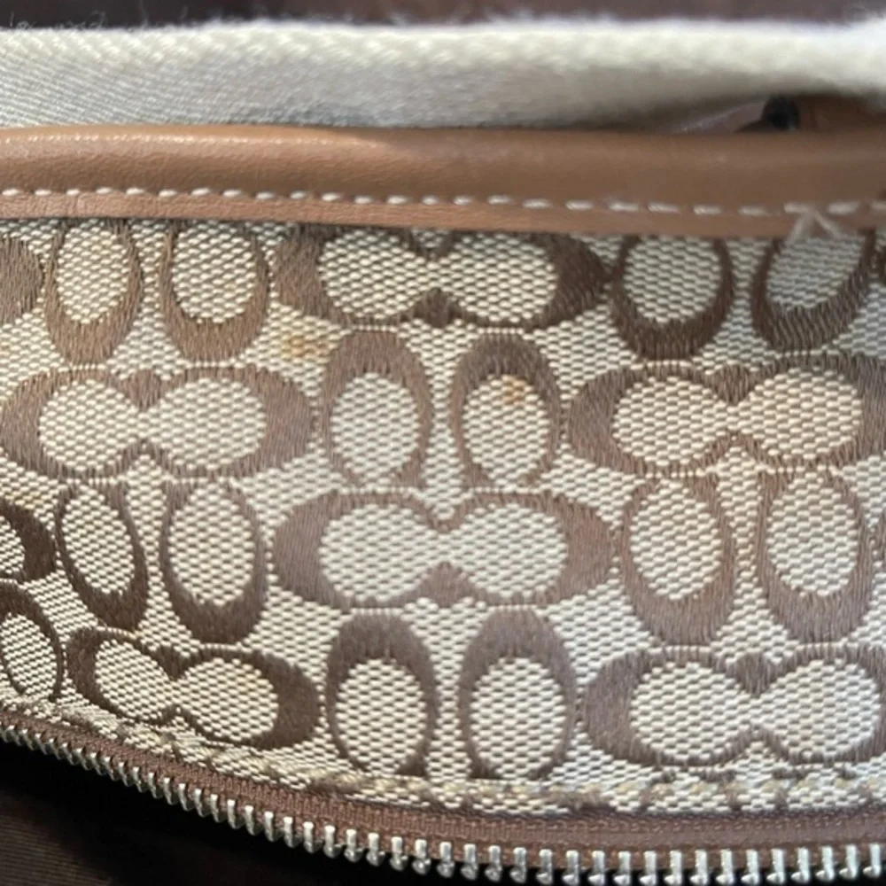 COACH Khaki Signature Crossbody Tote Handbag Multi Function Diaper Bag 77156‎